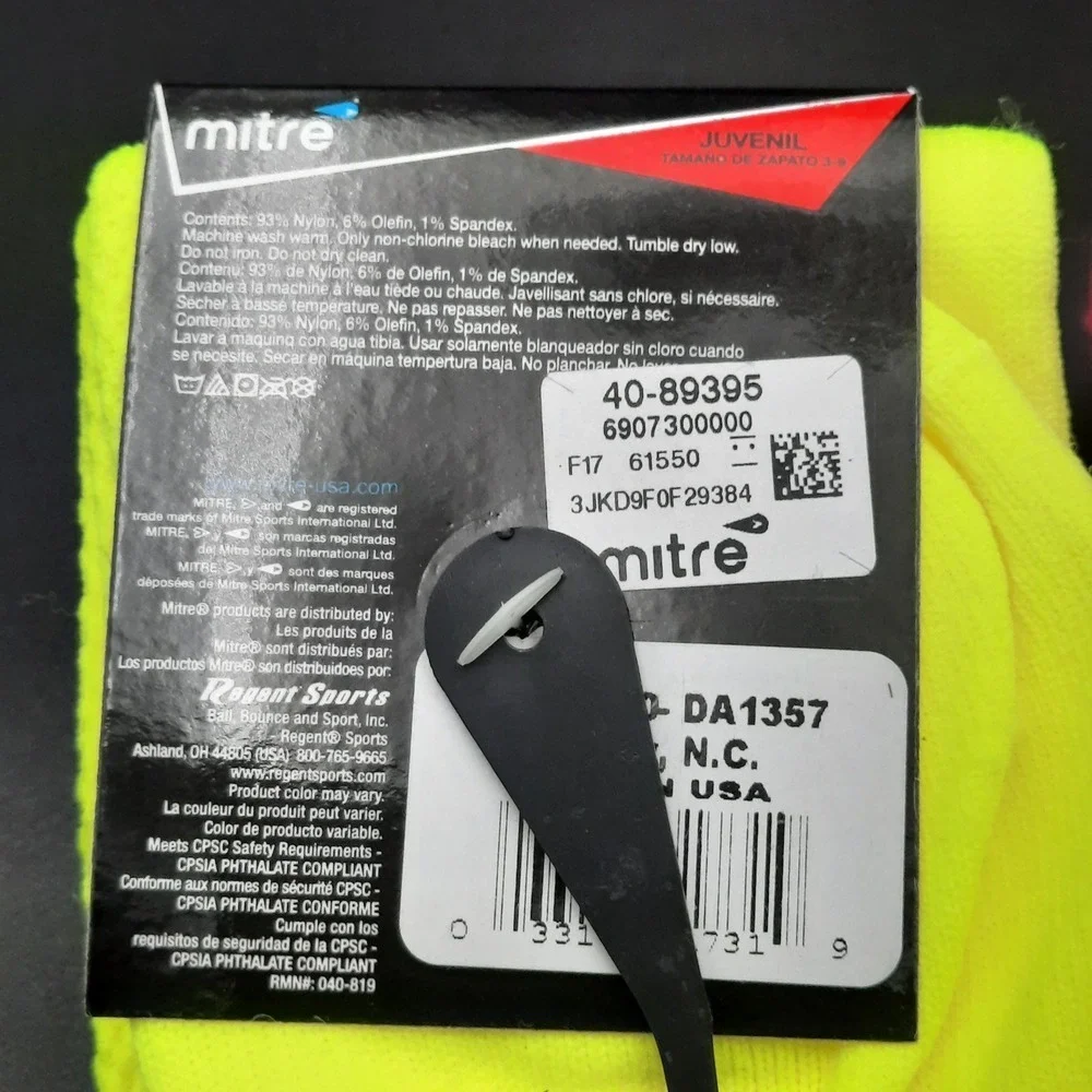 Mitre Junior Soccer Gear Set Socks, Shinguards Supports Neon Colors